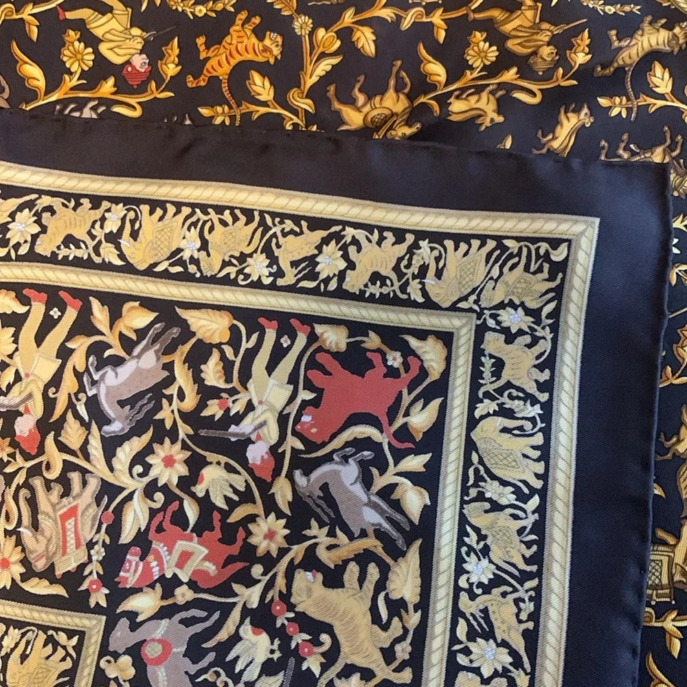 Hermes silk scarf chasse en inde